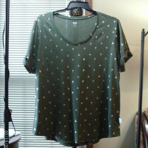 Ana  Size OX Olive green & silver SS T-shirt